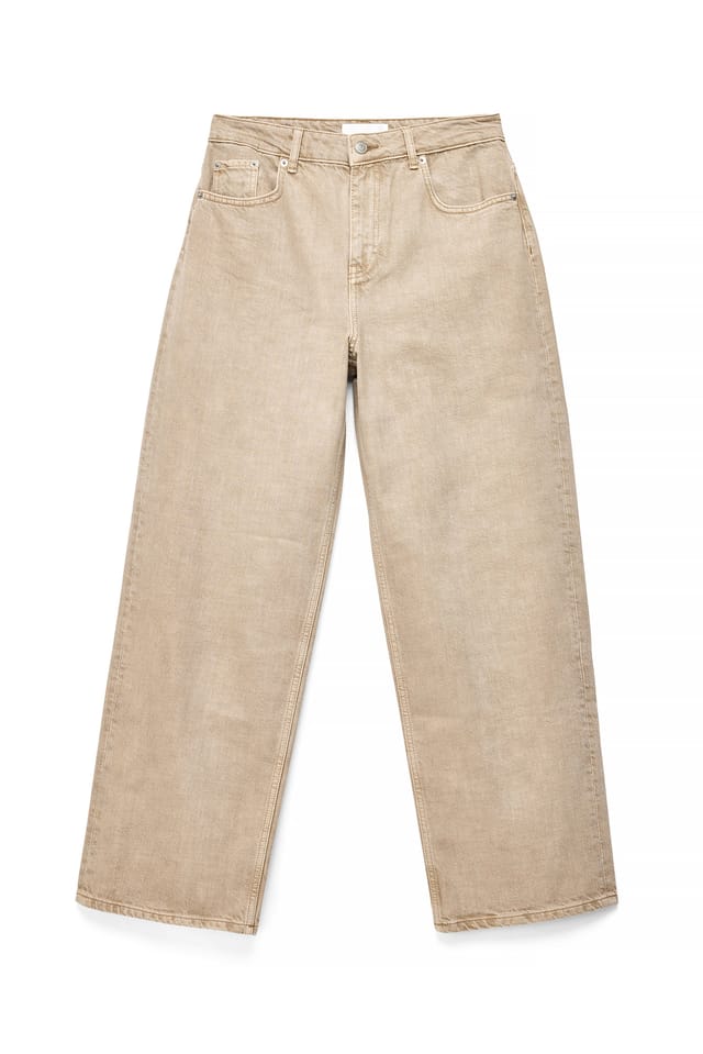 Sand Baggyjeans med mellanhög midja
