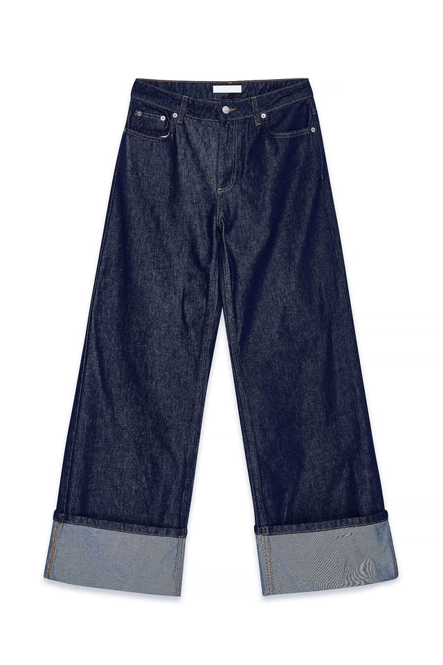 Rinse Wash Mid Waist Fold up Detail Denim