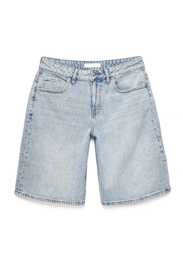Light Blue Mid Waist Loose Denim Shorts