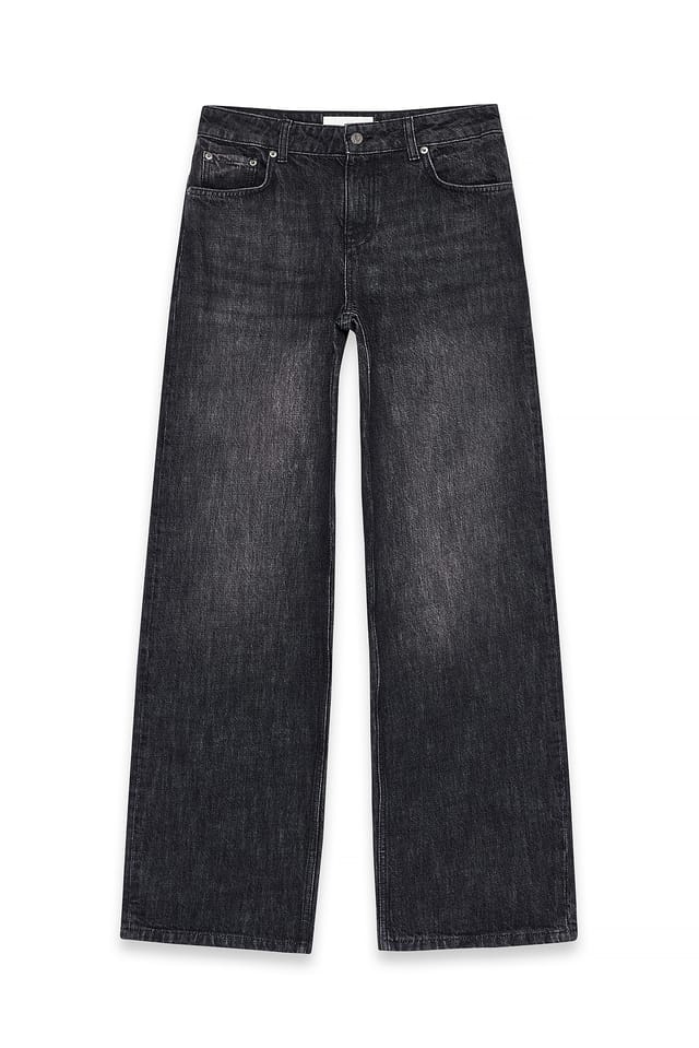 Dark Grey Baggy-Jeans mit mittlerer Taille