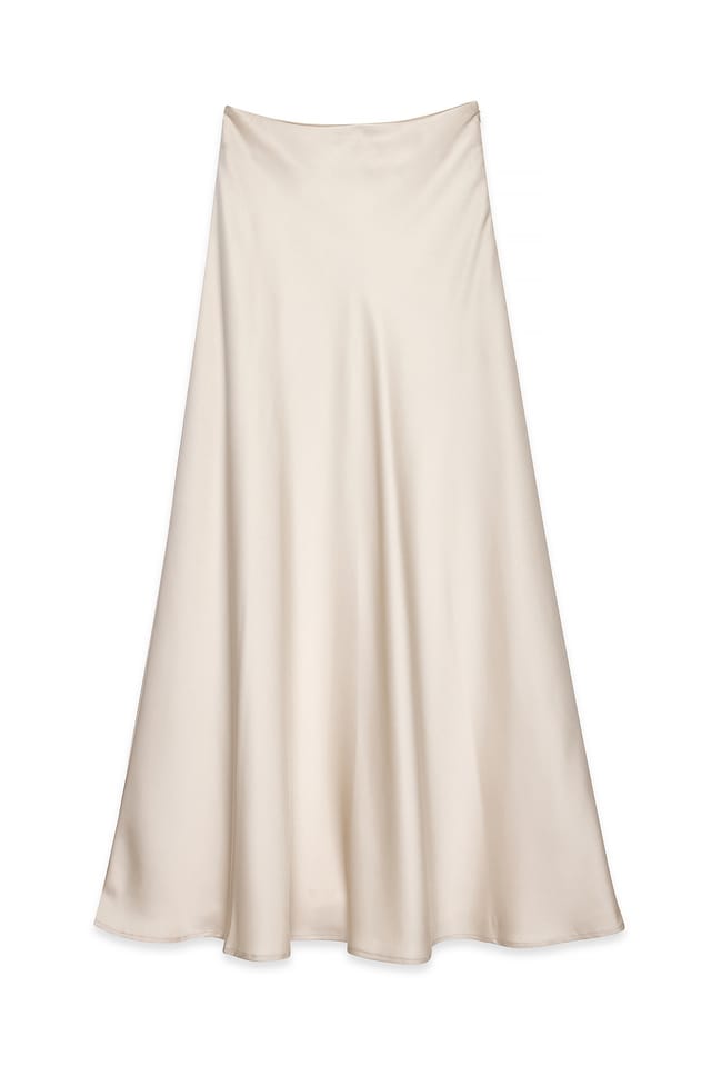 Champagne Satin Maxi Skirt