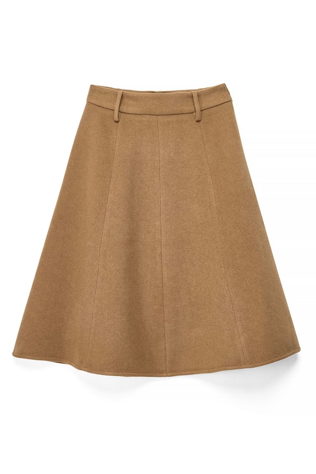Brown Mid Waist Midi Skirt