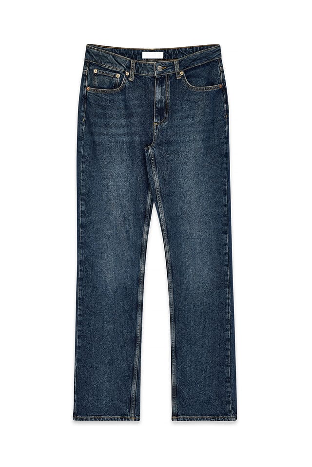 Dark Blue Mid Waist Slim Denim