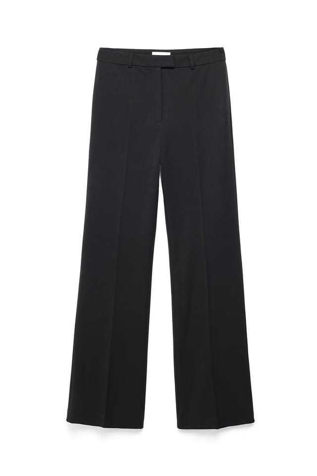 Black Mid Waist Slim Leg Pants