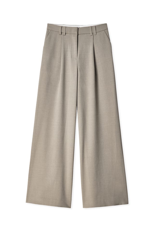Taupe Hose mit weitem Bein und mittlerer Taille