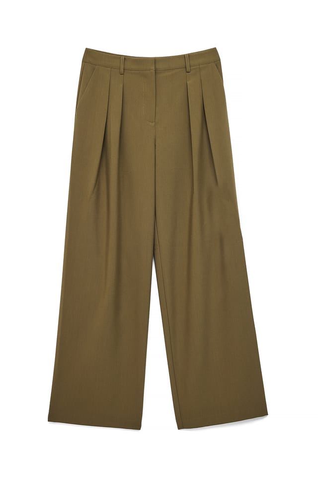 Olive Pantalon de tailleur large et taille mi-haute