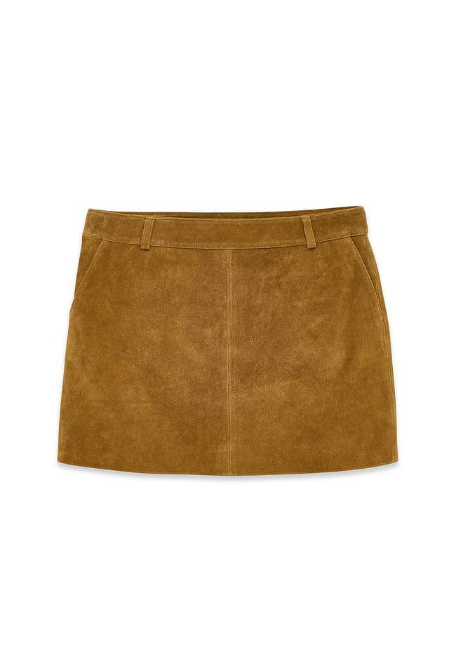 Medium Brown Mini Suede Skirt