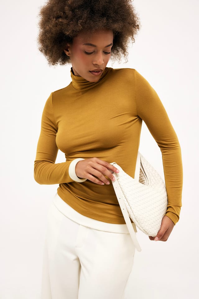 Mustard Modal Polo Long Sleeve Top