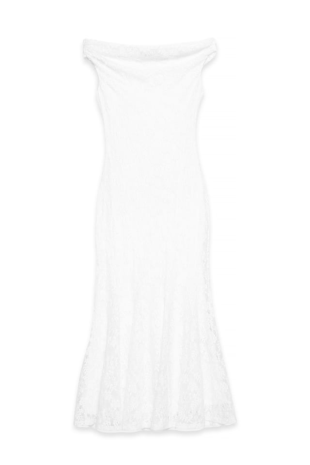 White Offshoulderklänning i spets