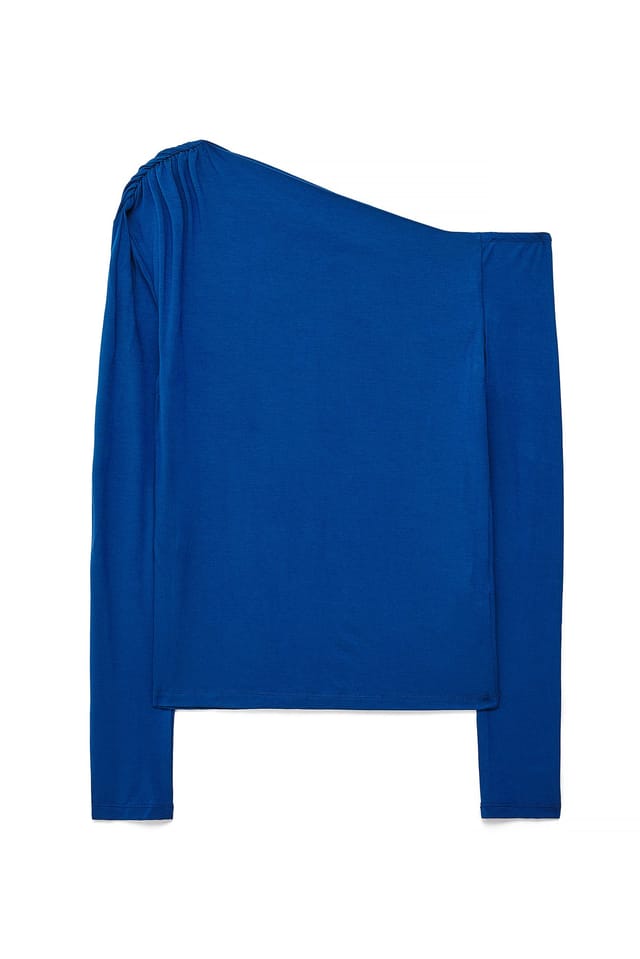 Navy Off Shoulder Jersey Top