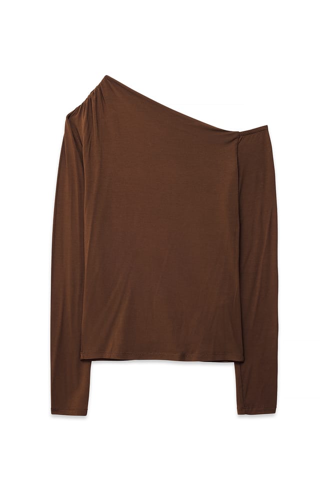 Dark Brown Topp i jersey utan axlar