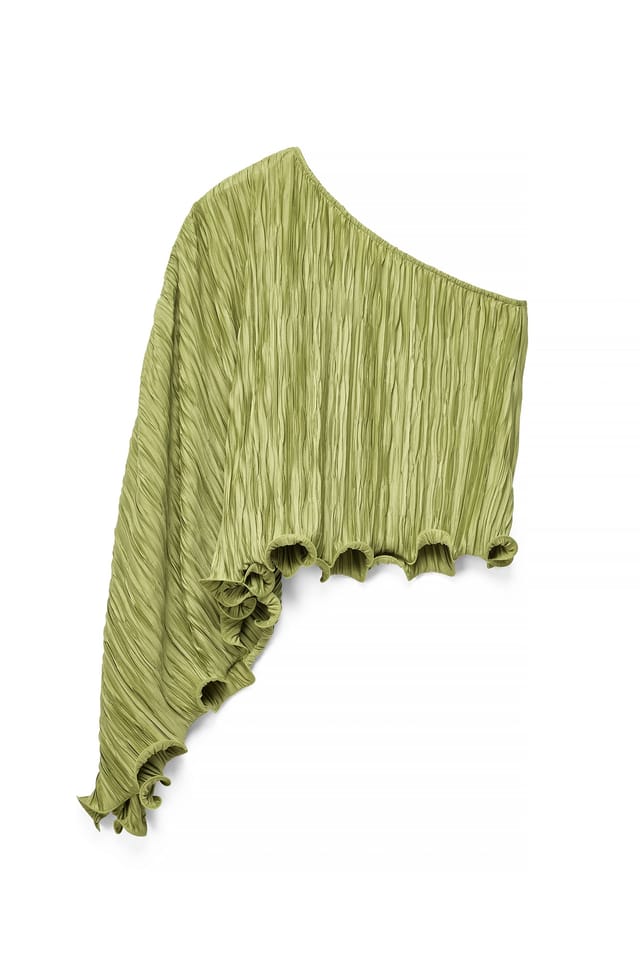Green One Shoulder Wire Top