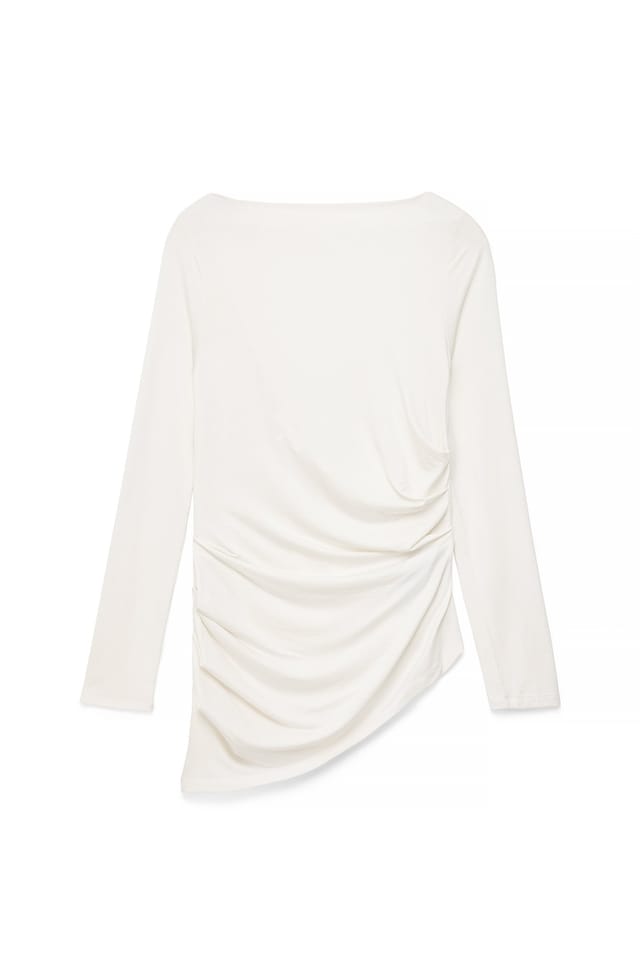 White drapiertes Oberteil mit offenem Rücken