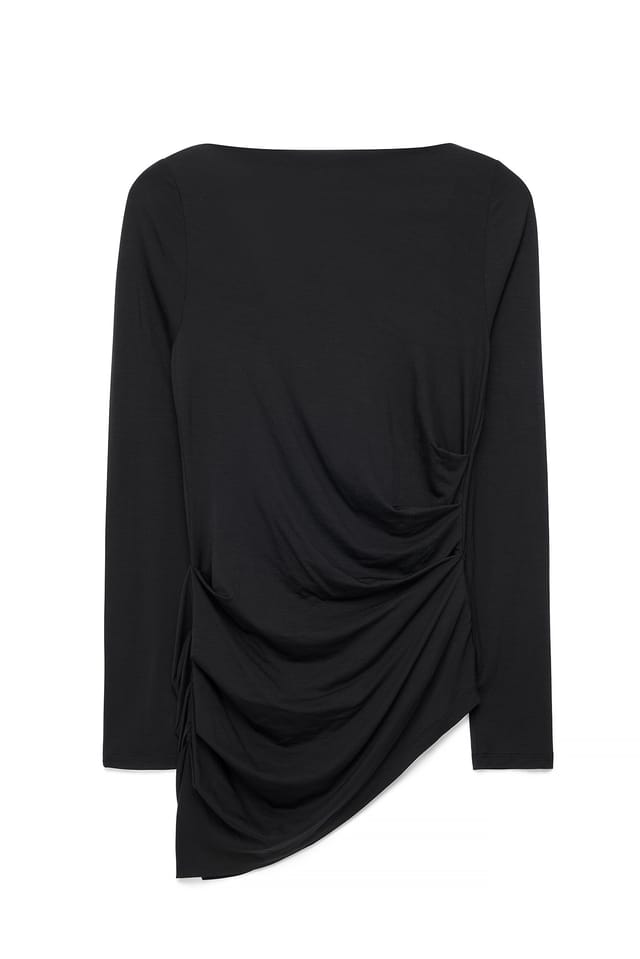 Black Open Back Draped Top