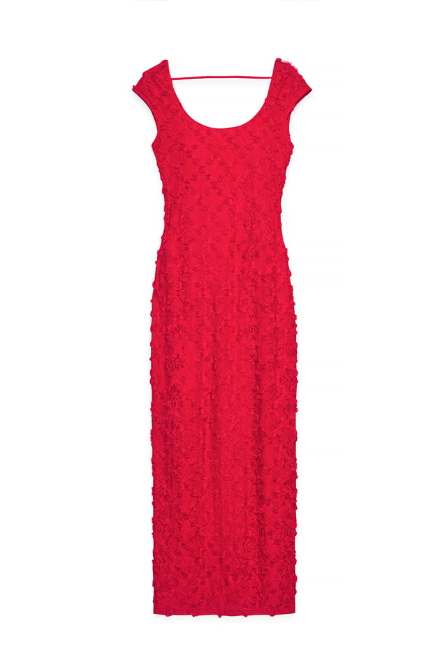 Red Open Back Lace Maxi Dress