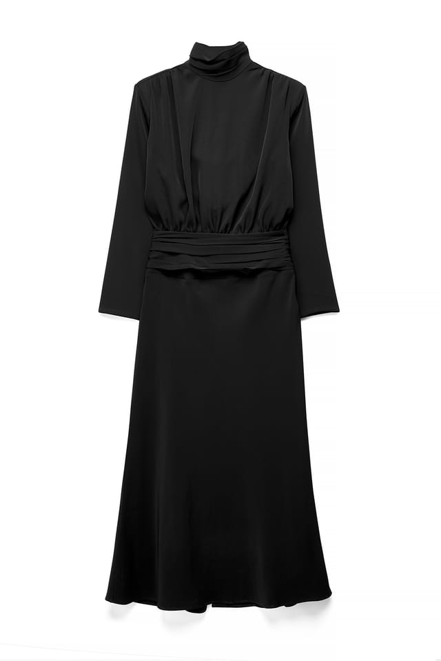 Black Open Back Long Sleeve Maxi Dress
