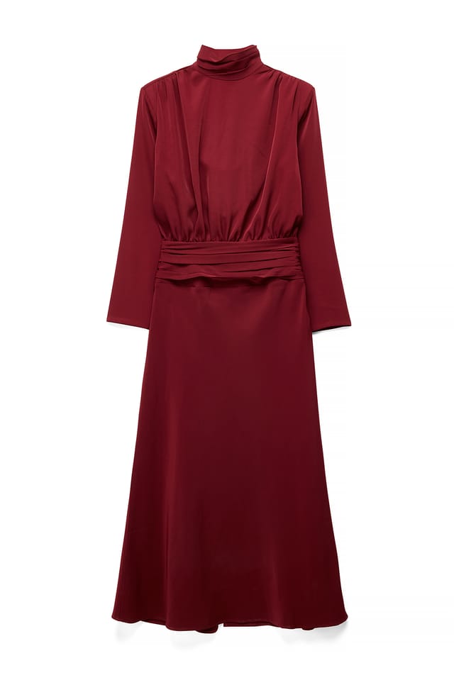 Burgundy Maxikleid mit langen Ärmeln und offenem Rücken