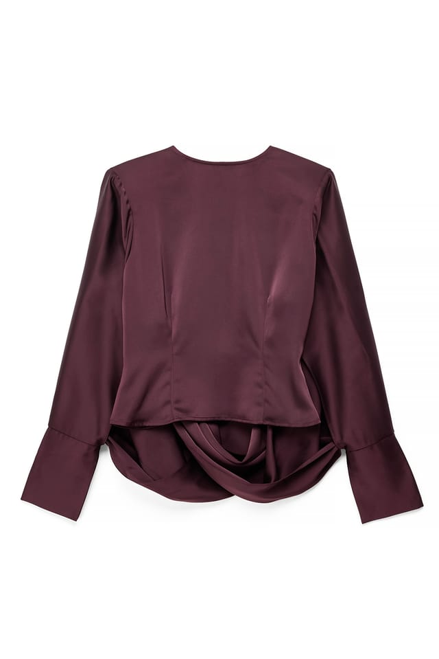 Dark Plum Open Back Long Sleeve Top