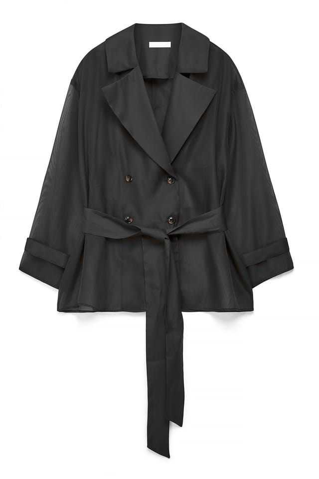 Black Bluse mit Organza-Gürteldetail