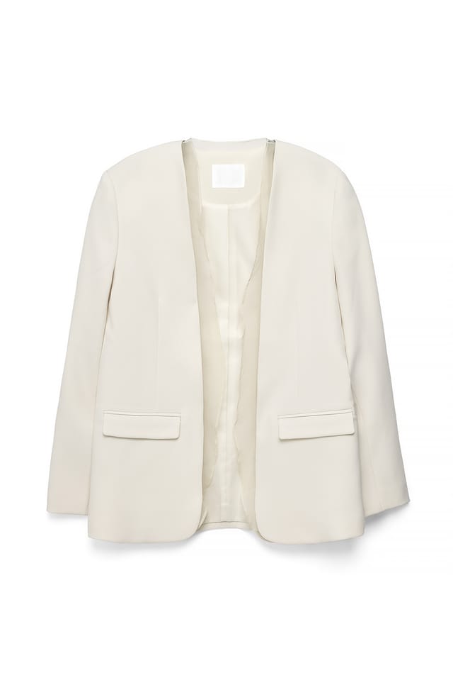 Offwhite Organza Lapel Detail Blazer