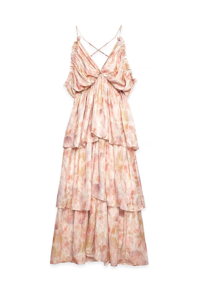 Floral Off-Shoulder-Maxikleid aus Organza
