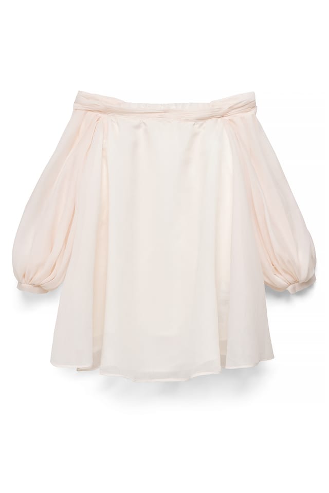 Offwhite Miniklänning i organza med off-shoulder