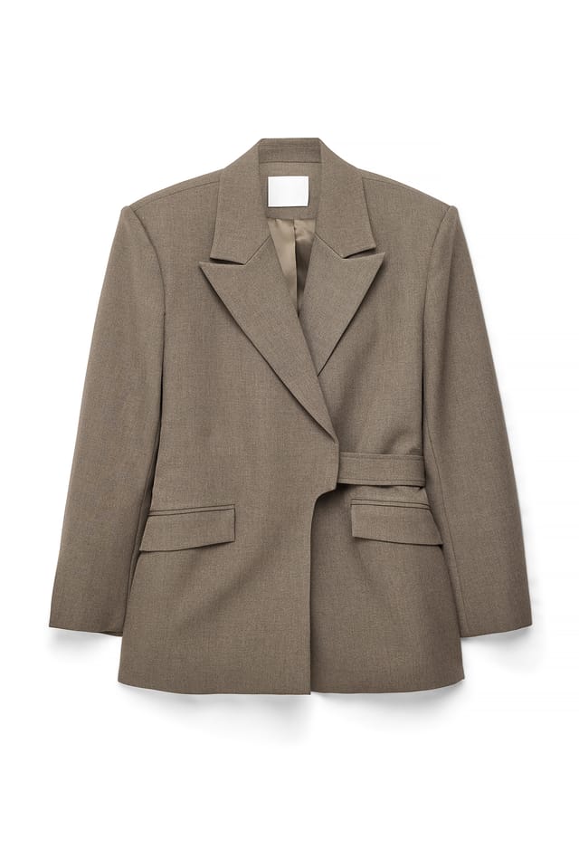 Dark Brown Blazer oversize avec ceinture