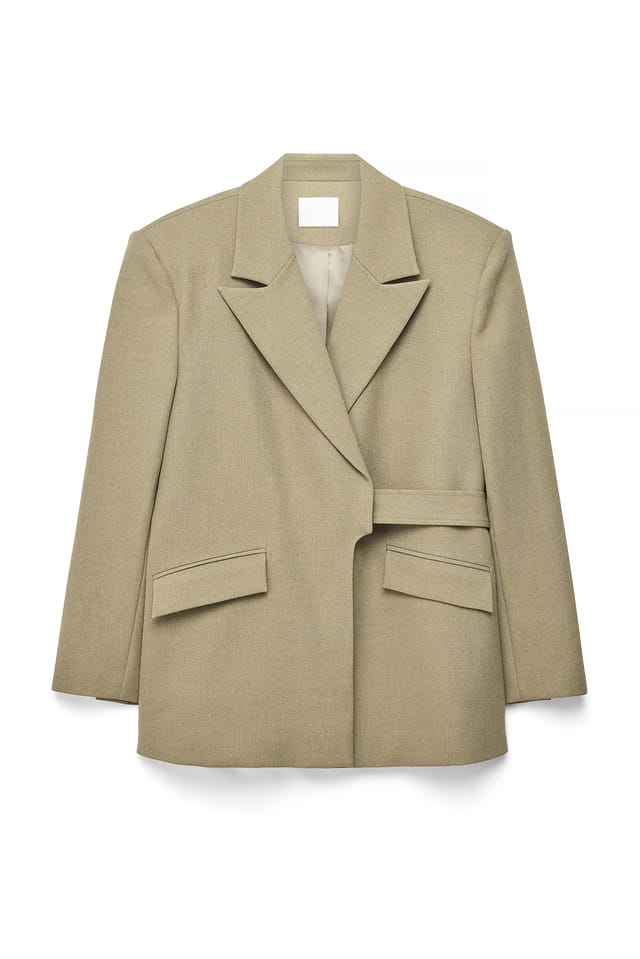 Khaki Green Blazer oversize avec ceinture