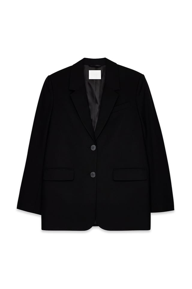 Black Blazer oversize en tissu mélangé