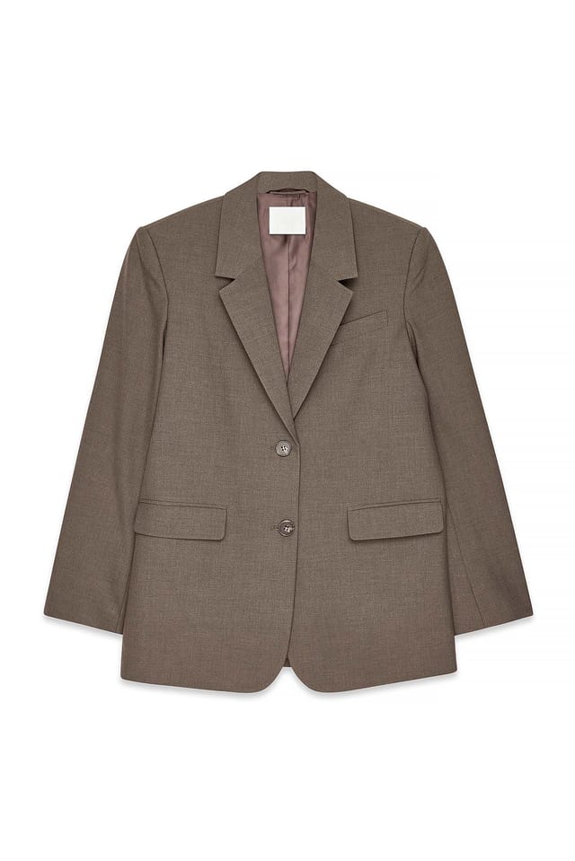 Brown Blazer oversize en tissu mélangé