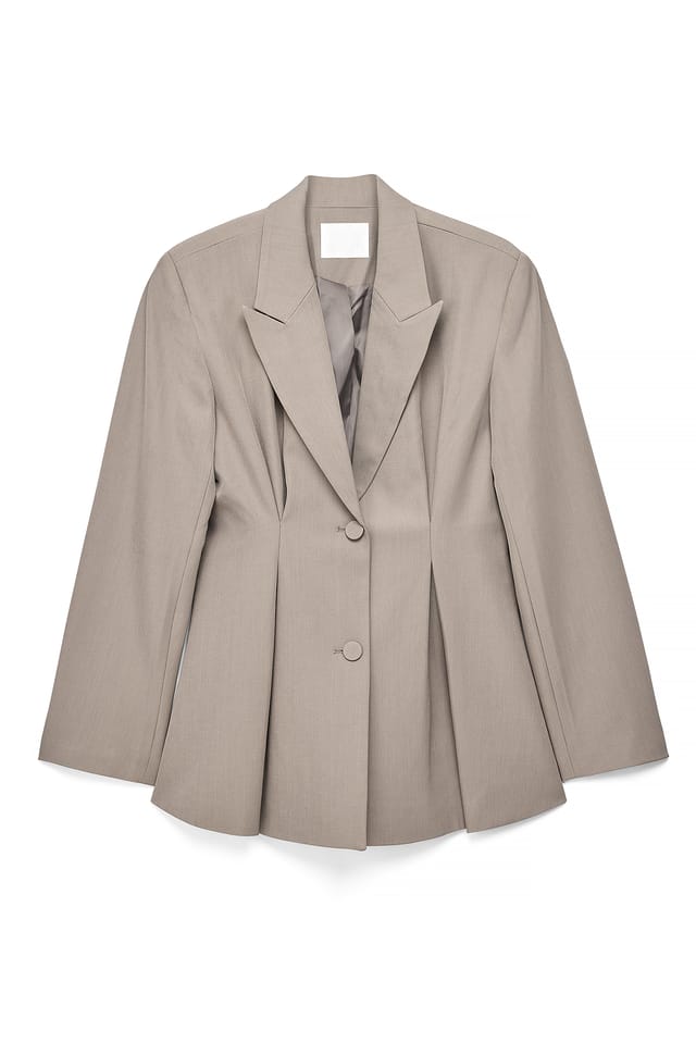 Light Taupe Oversized blazer med figursydd midja