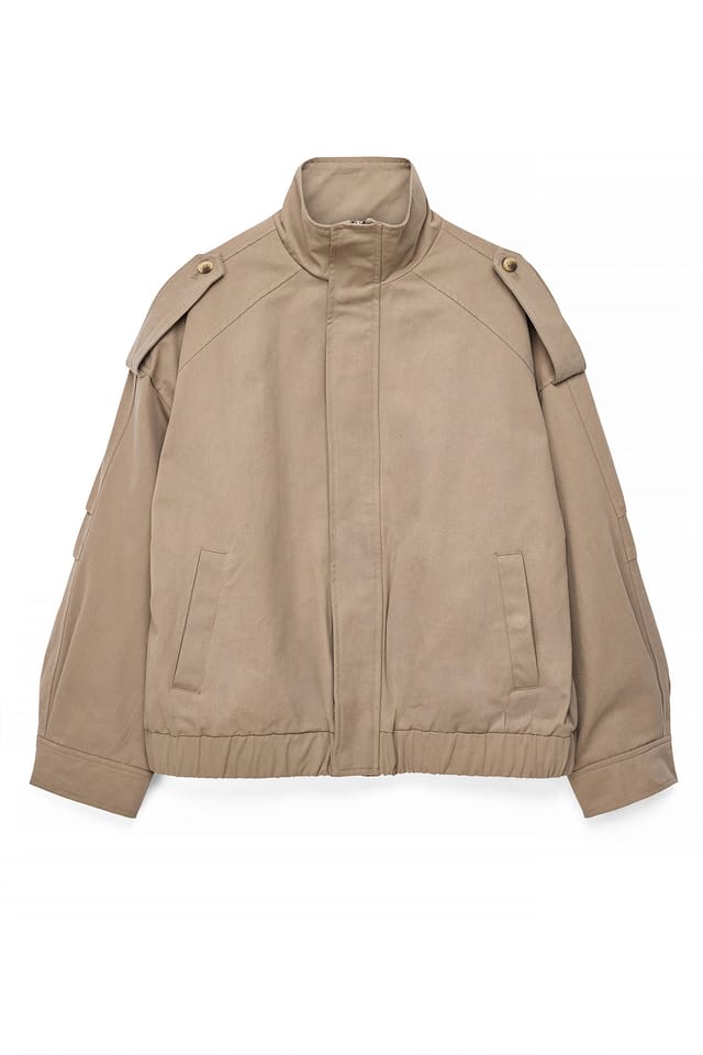 Taupe Übergroße Bomberjacke