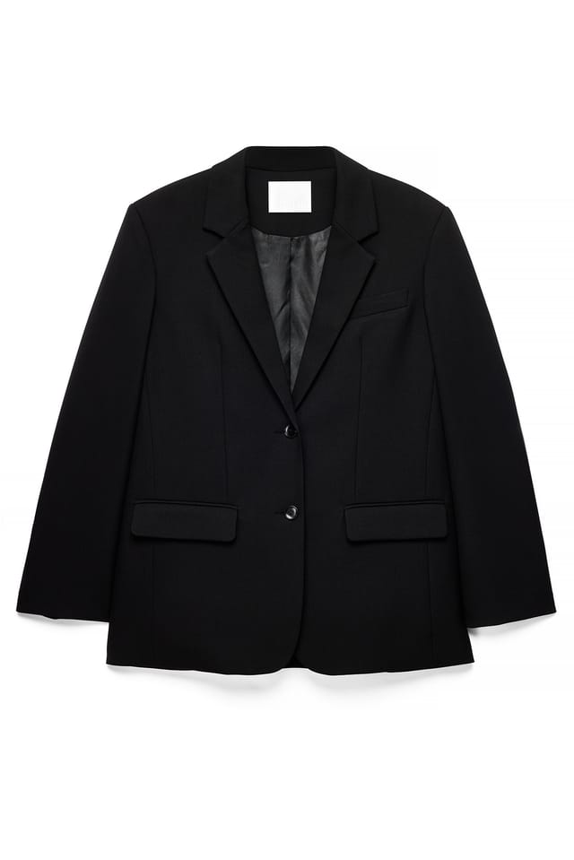 Black Oversized blazer med knappdetalj i ryggen