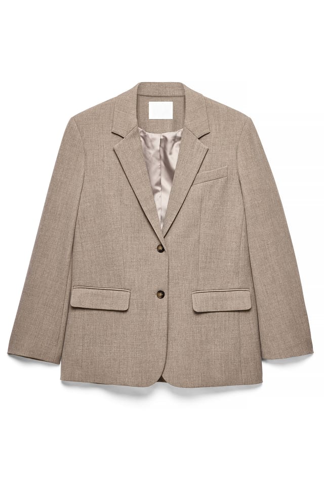 Dark Beige Oversized blazer med knappdetalj i ryggen