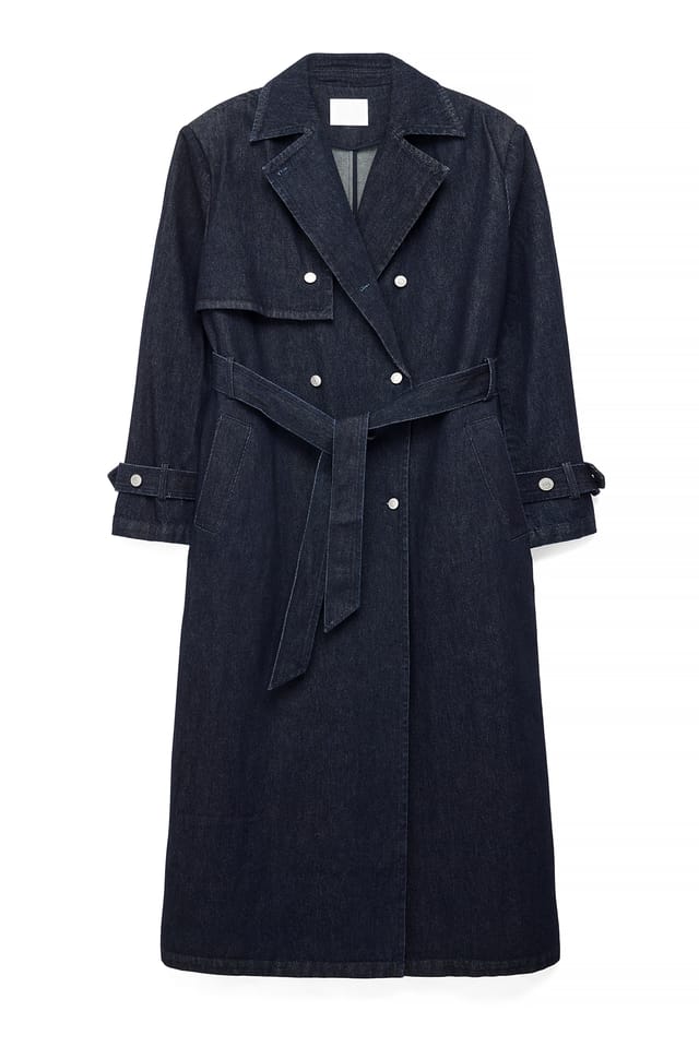 Dark Blue Oversized Denim Trenchcoat