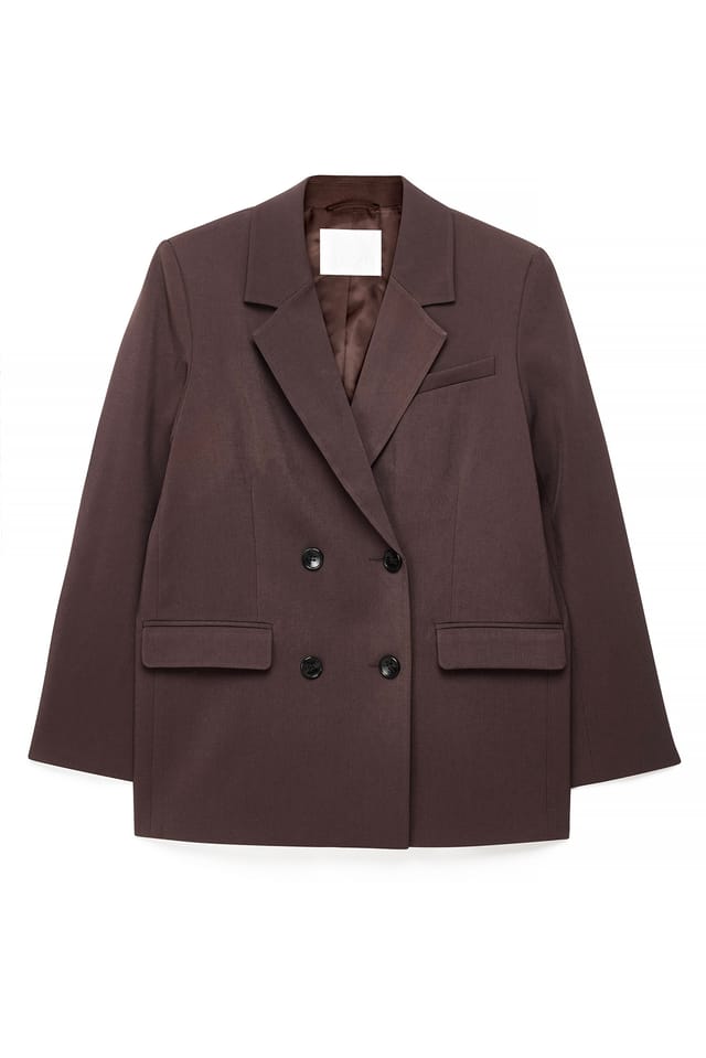 Dark Brown Oversized Double Breasted Blazer