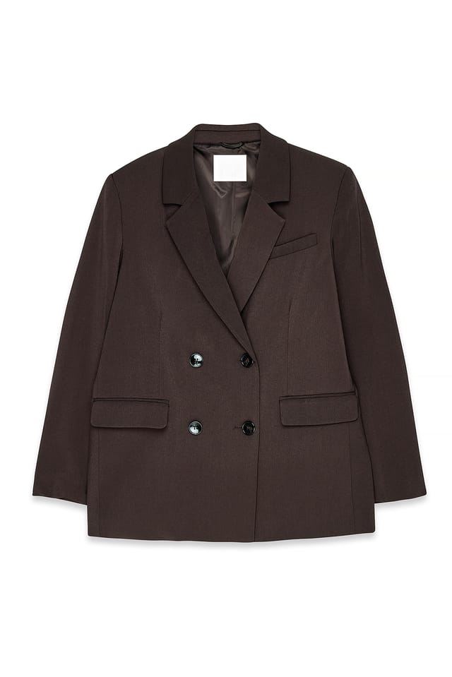 Dark Brown Oversized Double Breasted Blazer