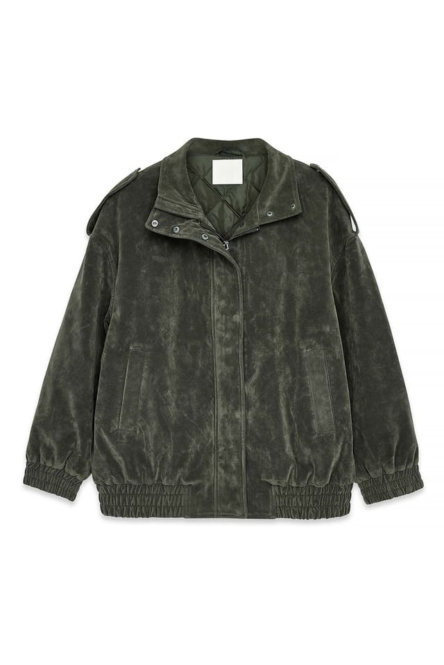 Grey Oversized Faux Suede Jacket