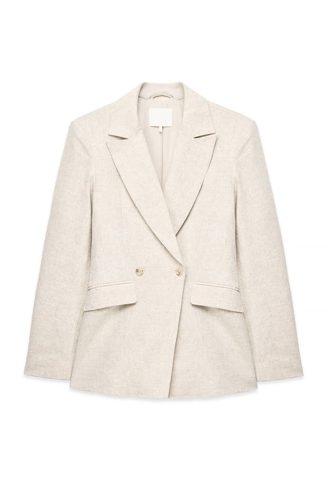 Beige Oversized blazer i linneblandning