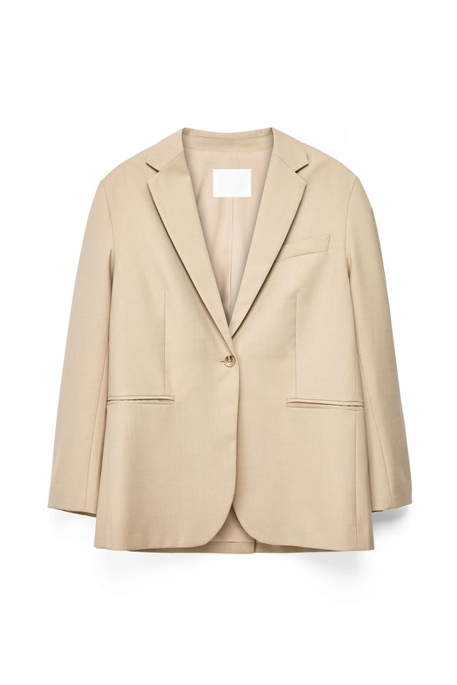 Light Beige Übergroßer Melange-Blazer