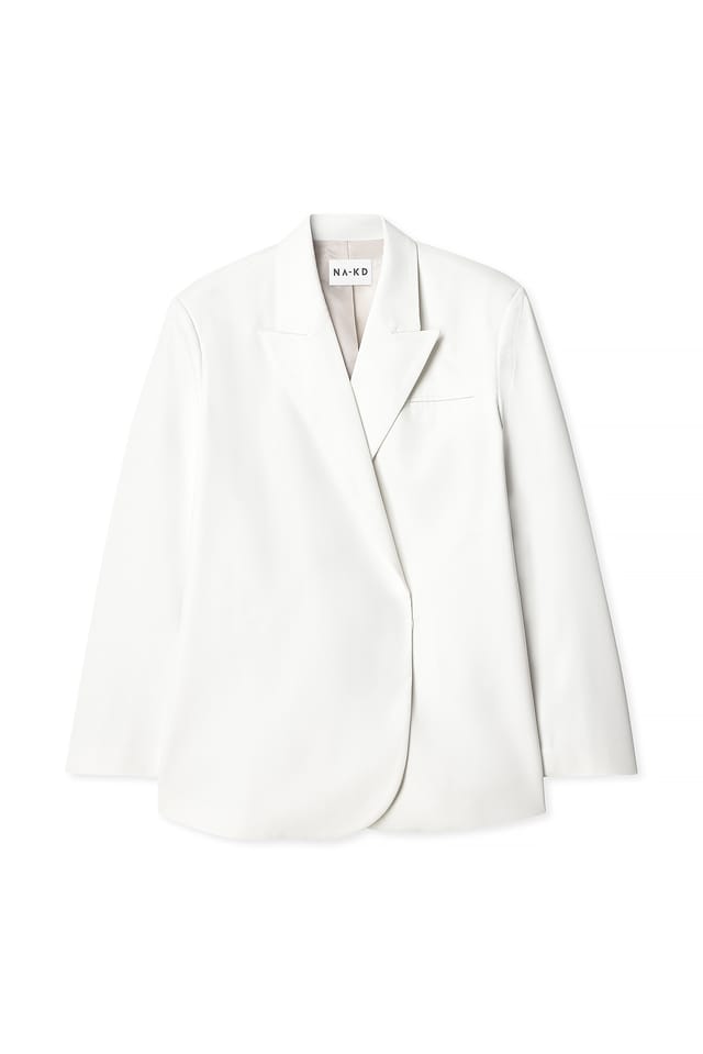 White Oversized Overlap Blazer