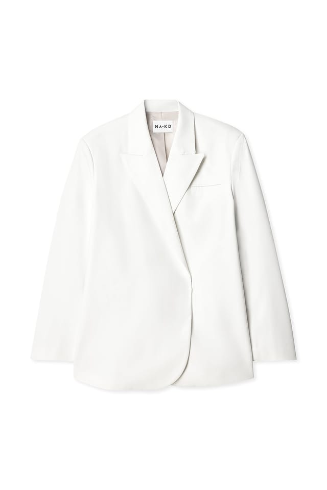 White Oversized Overlap Blazer