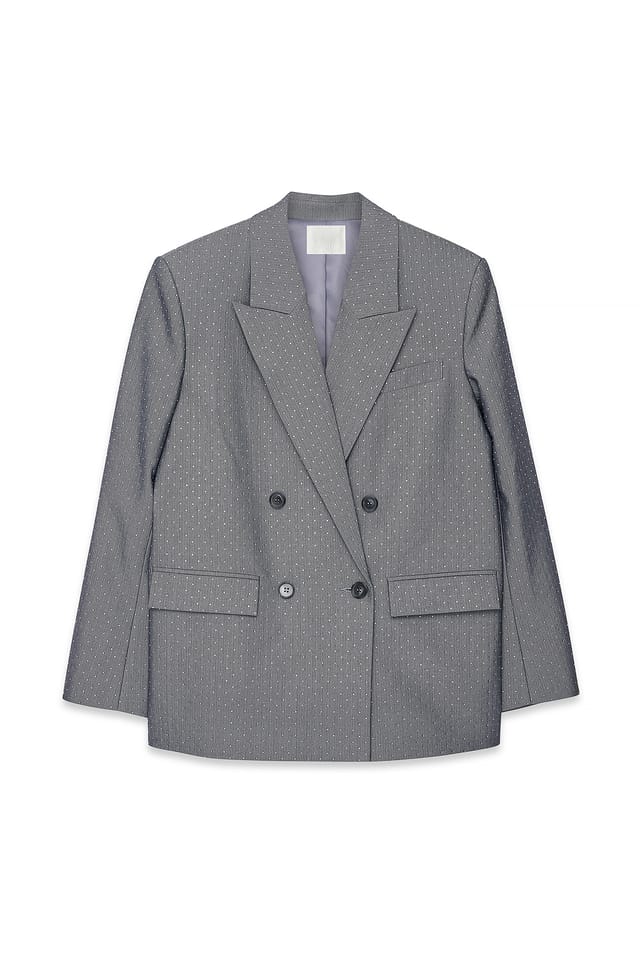 Grey Oversized Rhinestone Blazer