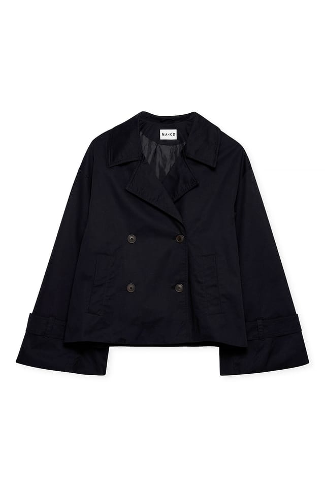 Black Oversized Short Trenchcoat