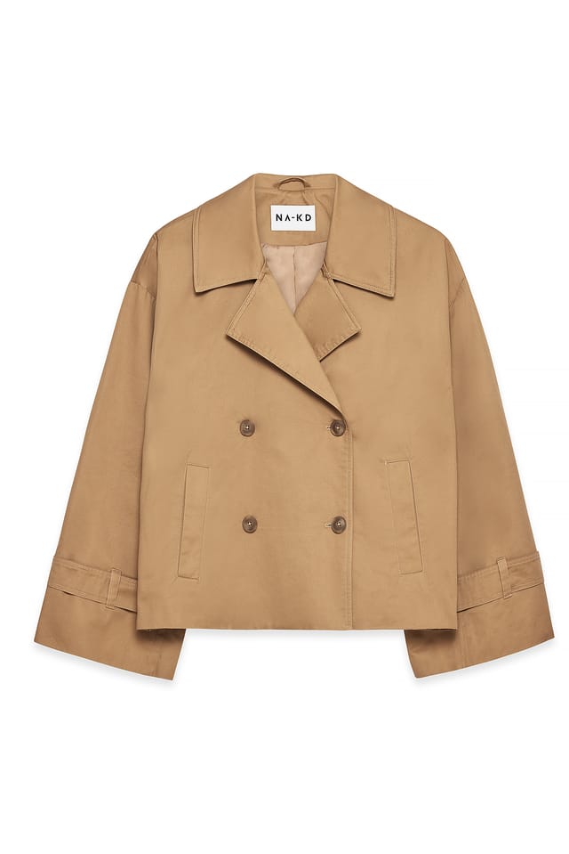 Beige Oversized Short Trenchcoat