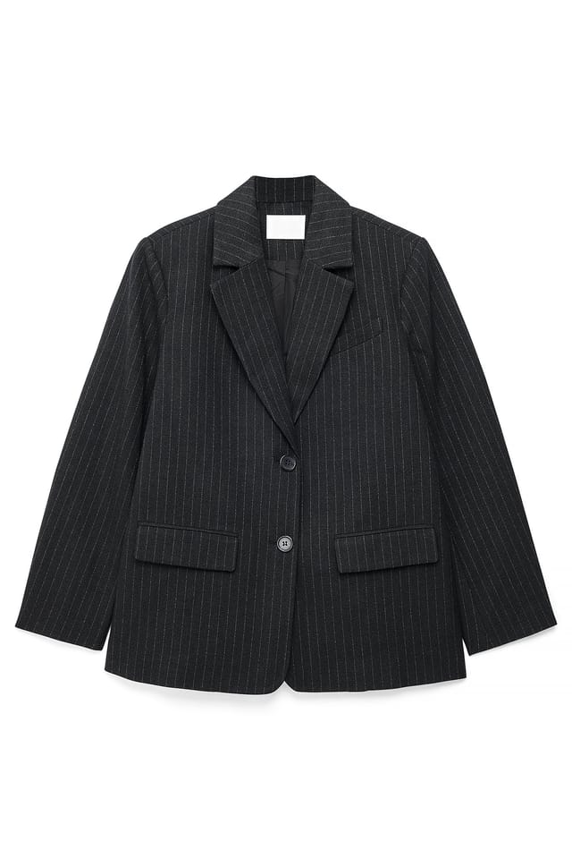 Grey Stripe Blazer oversize structuré à rayures