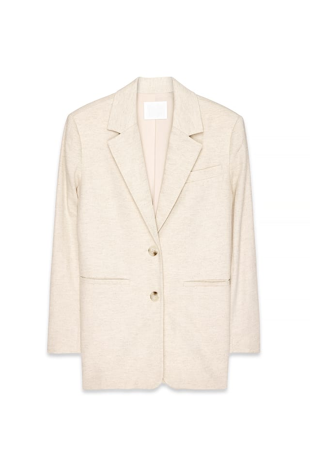 Beige Taillierter Oversize-Leinenblazer