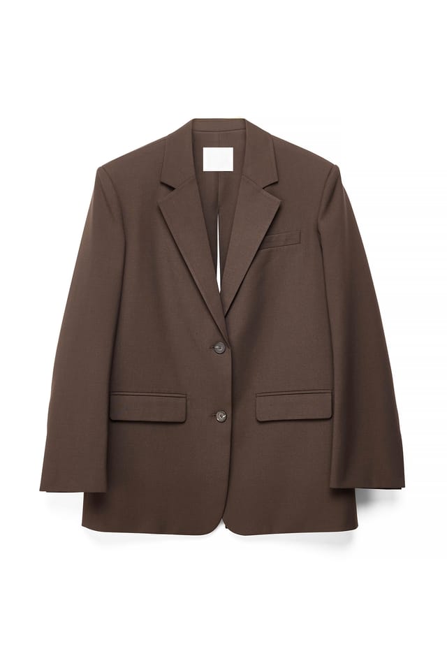Dark Brown Oversized Tie Back Detail Blazer
