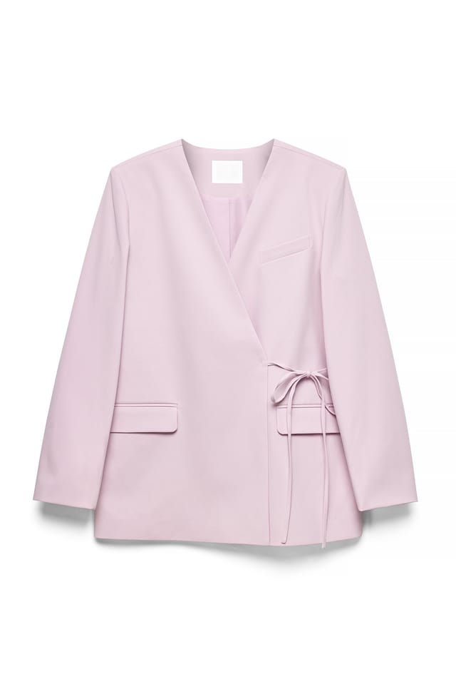 Light Pink Oversize-Blazer mit Schnürdetail