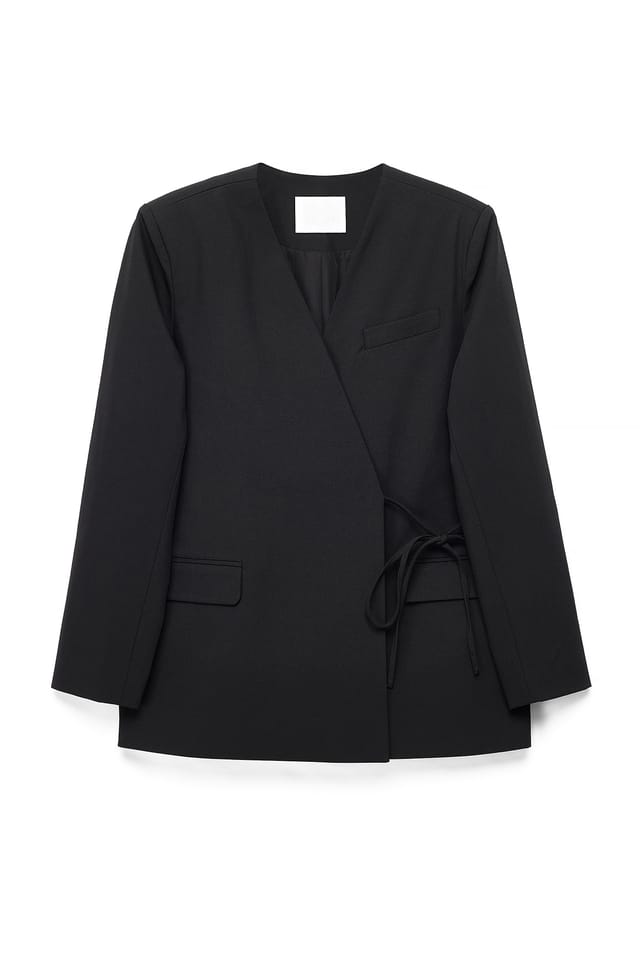 Black Oversized blazer med knytdetalj